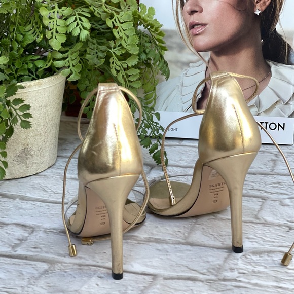 SCHUTZ🍁Josseana clear strap Metallic gold  Sandal Size 6 womens - Picture 7 of 12